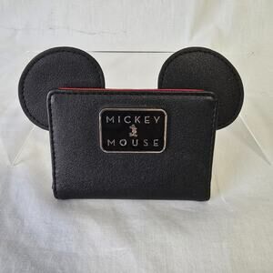 Disney Mickey Mouse Credit Card Wallet with Ears Snap Closure Black Red White